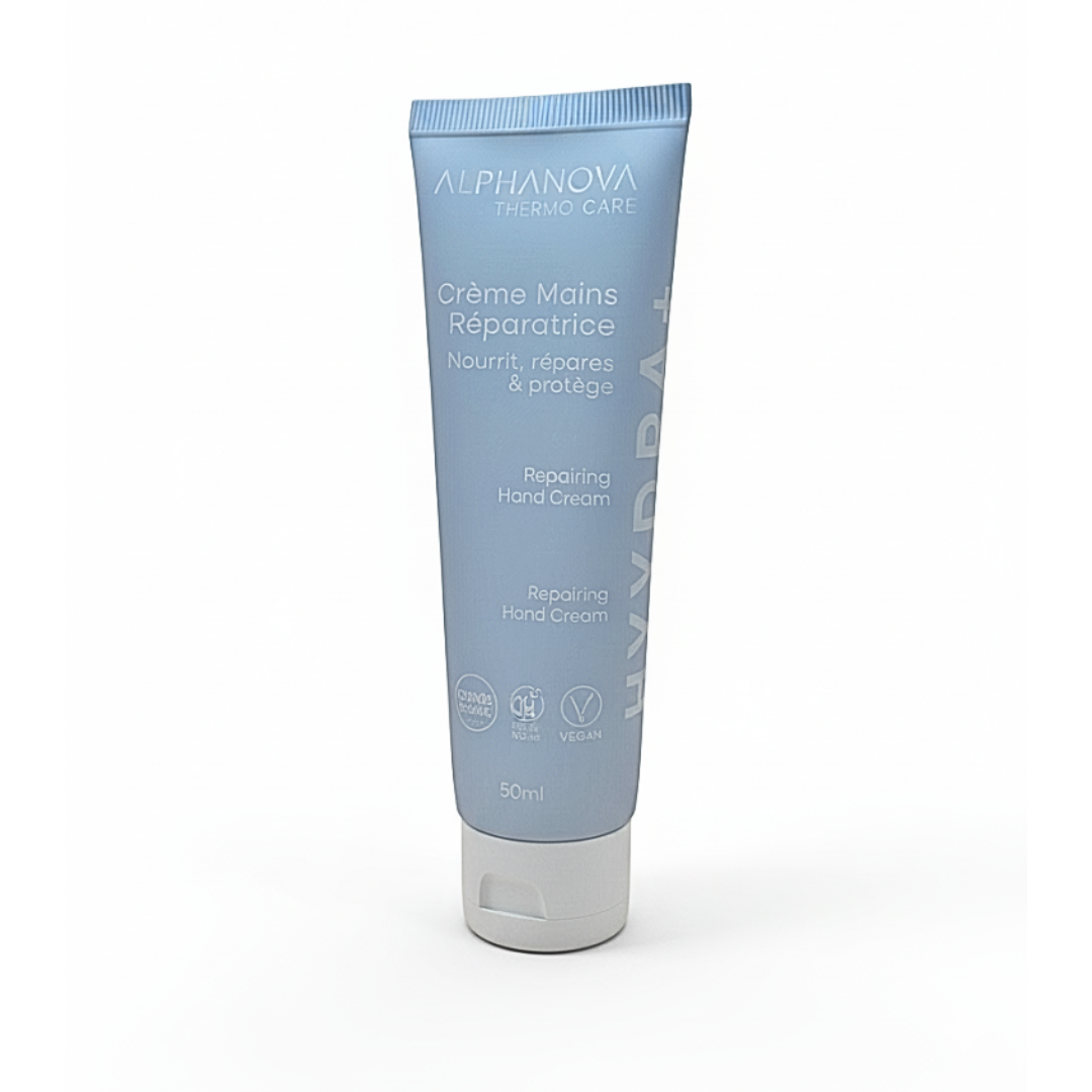 Alphanova-Hydra-Creme-Mains-Reparatrice-50ml.png Alphanova Hydra+ Creme Mains Reparatrice 50ml – Image 1