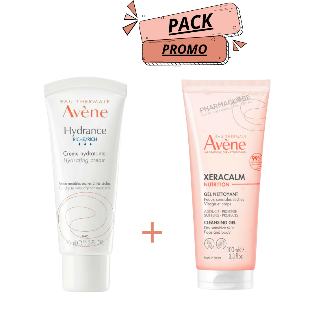 Av-Hydrance-Riche-40ml-Av-Xeracalm-Gel-Nettoyant-100ml-pack.png Avene Hydrance Riche 40ml + Avene Xeracalm Gel Nettoyant 100ml Pack – Image 1