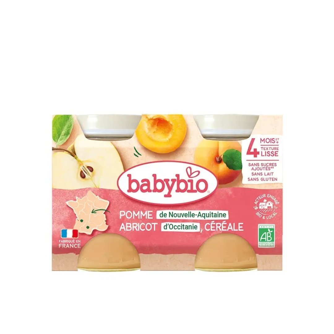 BABYBIO-POT-BONNE-NUIT-PANAIS-HARICOTS-VERTS-RIZ-2-x-200G-1.jpg BABYBIO PETIT POT POMME ABRICOT CEREALES 2 x 130G – Image 1