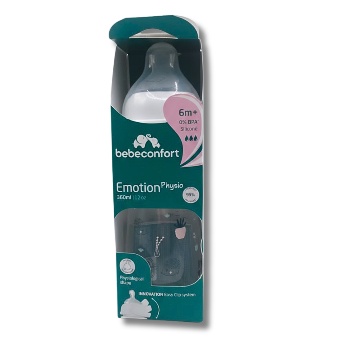 BB-Conf-Bib-Emotion-physio-PP-6m-360ml-Bleu-urban-garden.png Bebe Confort Biberon Emotion physio +6m 360ml Bleu Urban Garden – Image 1