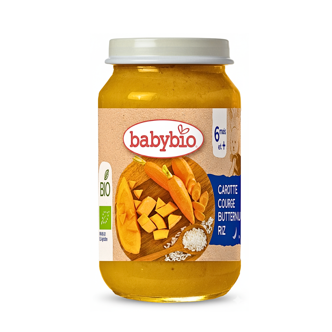 Babybio-Petit-Pot-Carotte-Courge-Butternut-Riz-200g.png Babybio Petit Pot Carotte Courge Butternut Riz 200g – Image 1