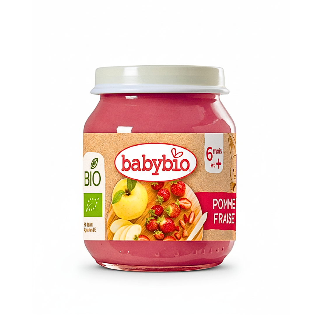 Babybio-Petit-Pot-Pomme-Fraise-130g.png Babybio Petit Pot Pomme Fraise 130g – Image 1