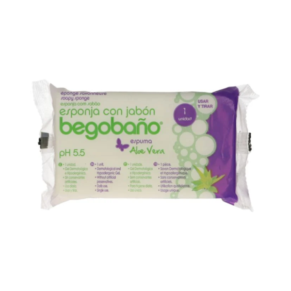Begobano Eponge Savonneuse Aloe Vera 7.5 x 13 cm