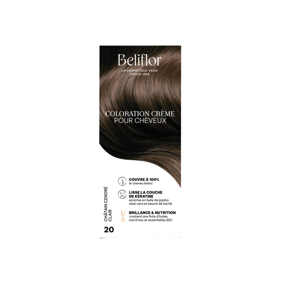 Beliflor-Coloration-N°20-Chatain-Cendre-Clair.png Beliflor Coloration N°20 Chatain Cendre Clair – Image 1