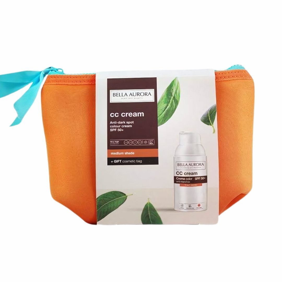 Bella-aurora-CC-creme-medium-spf50-30ml-Trousse-1.jpg Bella Aurora CC Creme Medium spf50+ 30ml + Trousse – Image 1