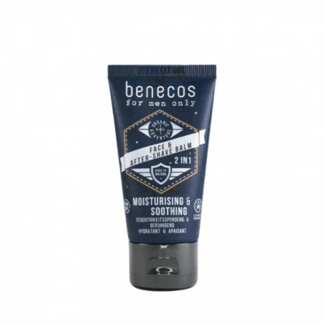 Benecos-for-men-only-face-aftershave-balm-50ml-1.jpg Benecos For Men Only Baume Visage & Après-rasage 2in1 50 ml – Image 1