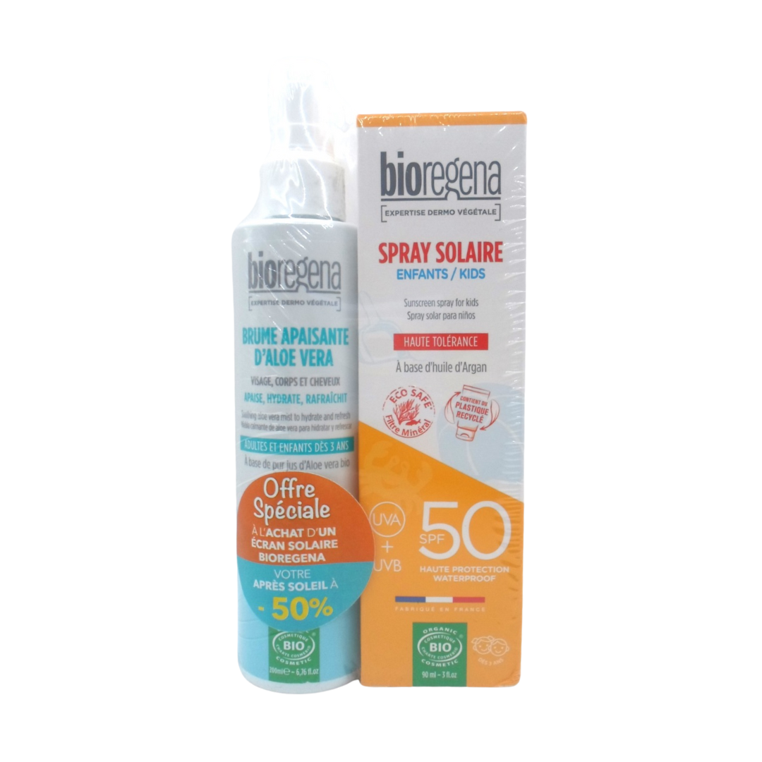 Bioregena-duo-pack-spray-enfant-90mlbrume-aloevera-200ml-50-1.png Bioregena Spray Enfant 90ml+ Brume Aloe vera 200ml -50% Pack – Image 1