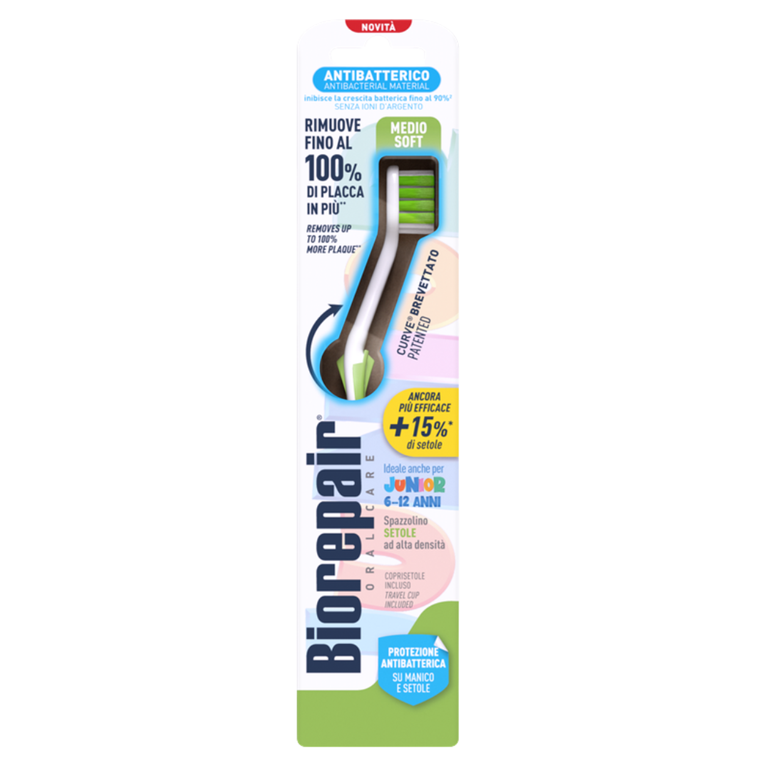 Biorepair-Dentifrice-Kids-Gout-Frais-50ml-1-1.png Biorepair Brosse A dents Junior 6-12 Aans Medium soft – Image 1