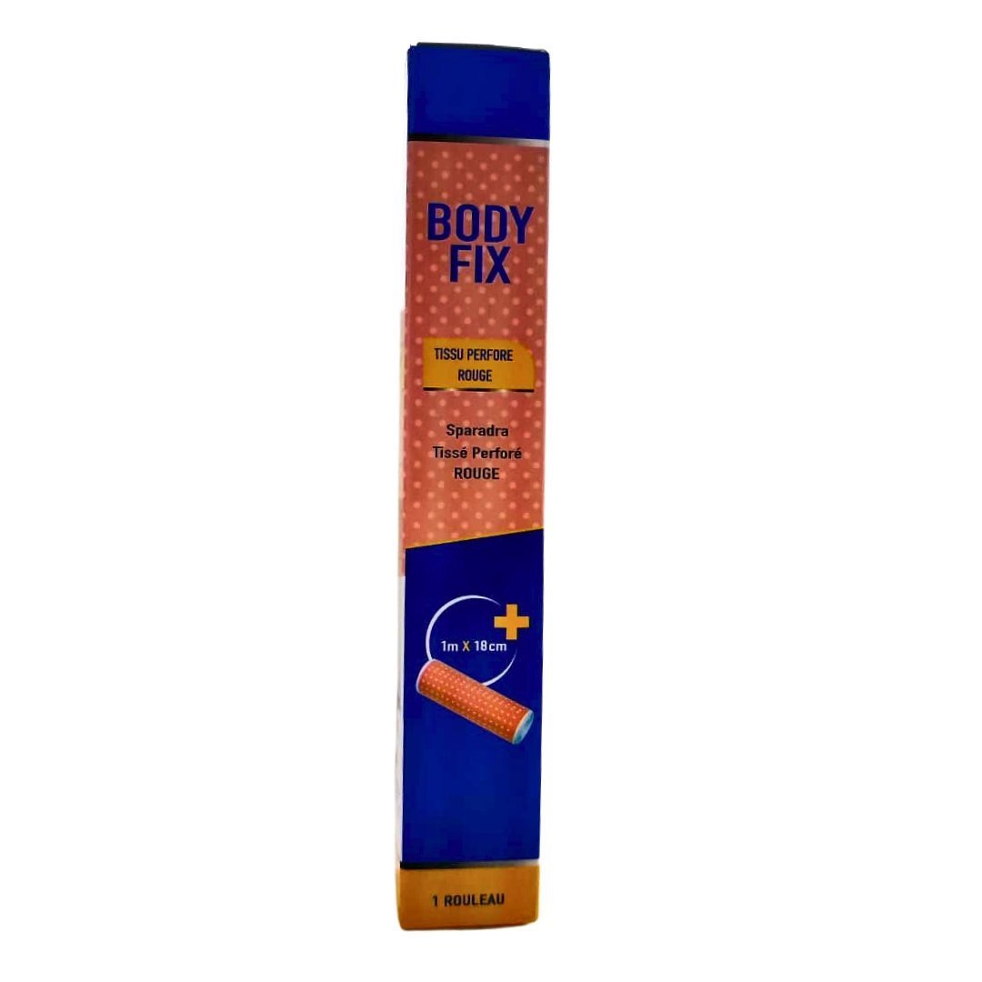 Body-Fix-Sparadrap-Perfore-118cm-Rouge-1.jpg Body Fix Tissu Perfore Rouge 1x18cm – Image 1