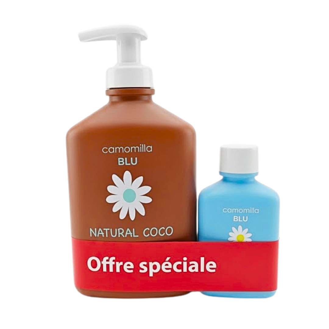 Camomilla-Blu-Natural-Coco-300mlGel-Intime-Ech-Pack.png Camomilla Blu Natural Coco 300ml+Gel Intime Format Voyage Pack – Image 1