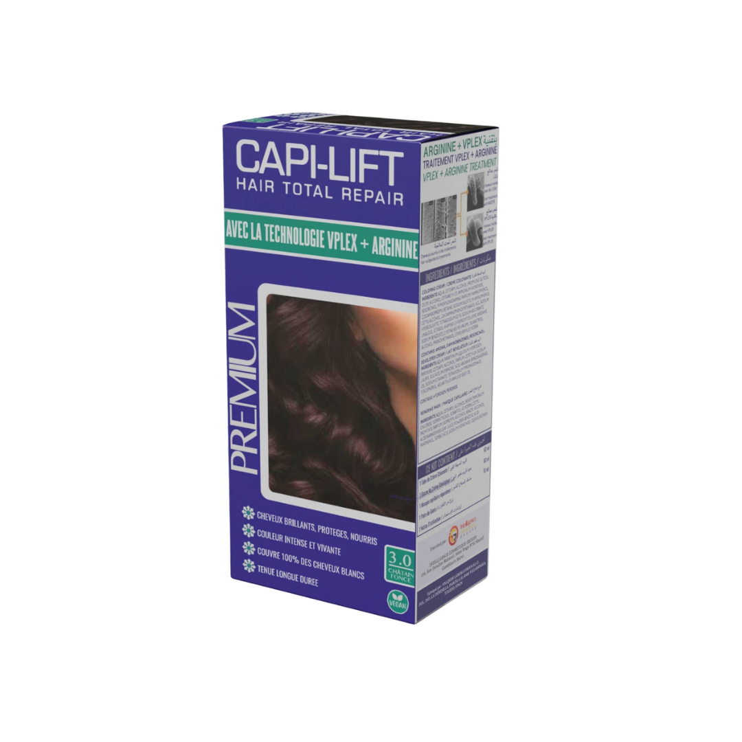 Capi-Lift-N°3-Hair-Total-Repair-Coloration.png CapiLift Coloration Cheveux N°3 Châtain Foncé – Image 1