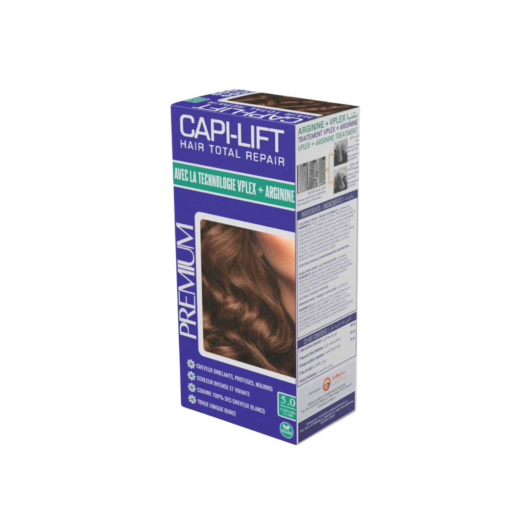 Capi-Lift-N°5-Hair-Total-Repair-Coloration.png CapiLift Coloration Cheveux N°5 Châtain Clair – Image 1