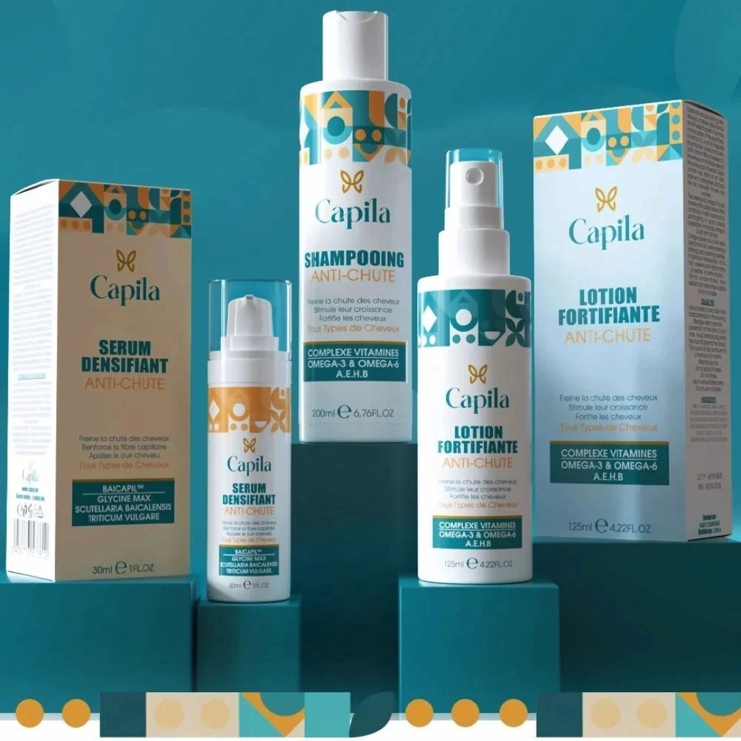 Capila-duo-pack-anti-chute-shamp-200mlLotion-125mlSerum-30ml-1-1.jpg Capila Shampoing 200ml+ Lotion 125ml+ Serum 30ml Pack Anti-Chute – Image 1