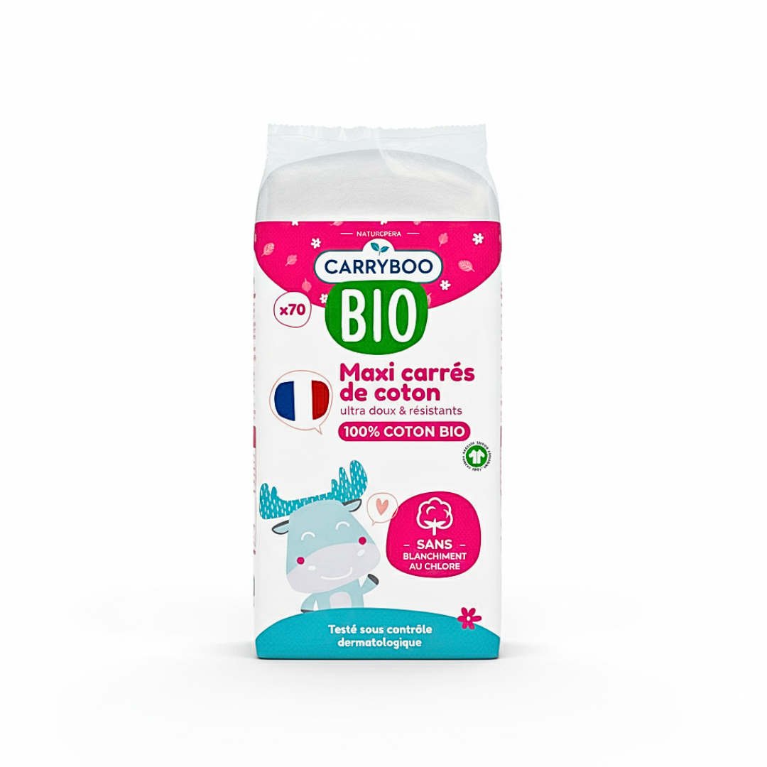 Carryboo-Maxi-Carres-de-coton-70-pcs.png Carryboo Maxi Carres De Coton 70 Pieces – Image 1