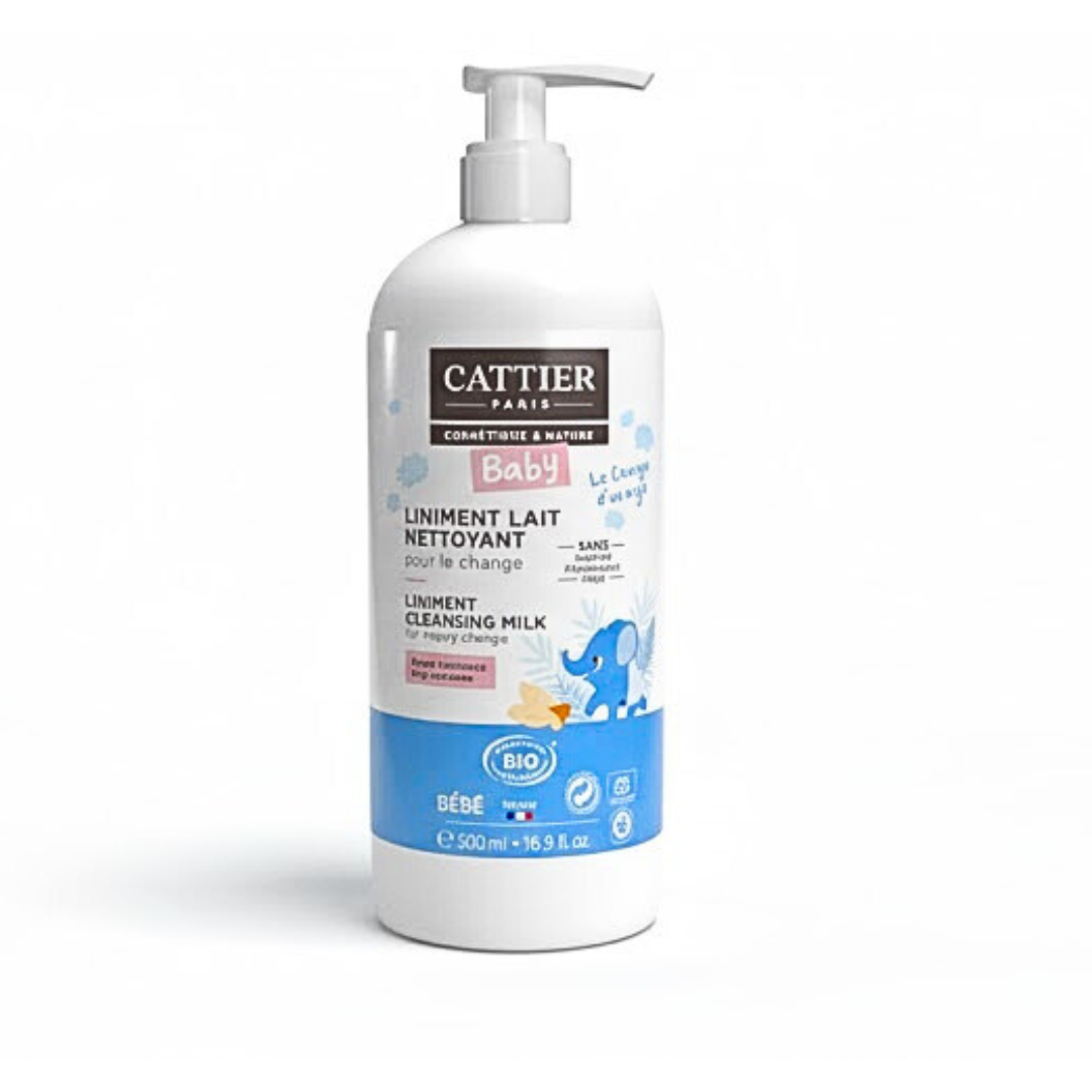 Cattier-Baby-Liniment-Lait-Nettoyant-500ml.png Cattier Baby Liniment Lait Nettoyant 500ml – Image 1