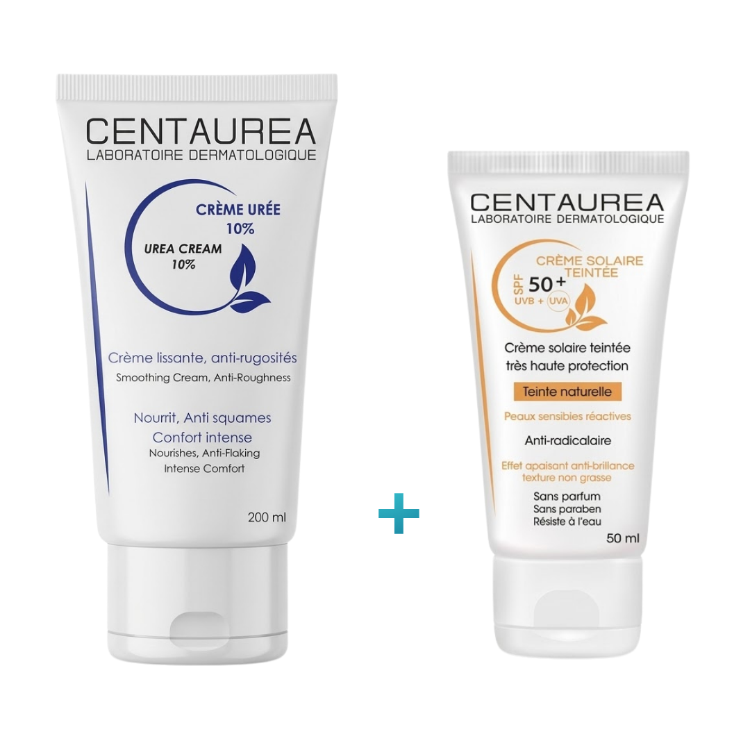 Centaurea-Duo-Creme-Uree-10-200mlEcran-Teinte-50ml.png Centaurea Creme Uree 10% 200ml+Ecran Teinte 50ml Coffret – Image 1