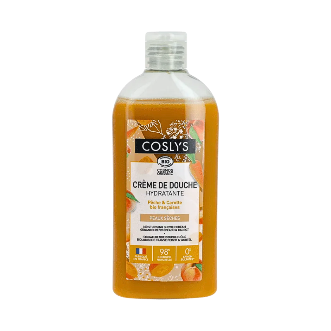 Coslys-Creme-Douche-Hydratante-Peche-Carotte-250ml.png Coslys Creme Douche Hydratante Peche Carotte 250ml – Image 1