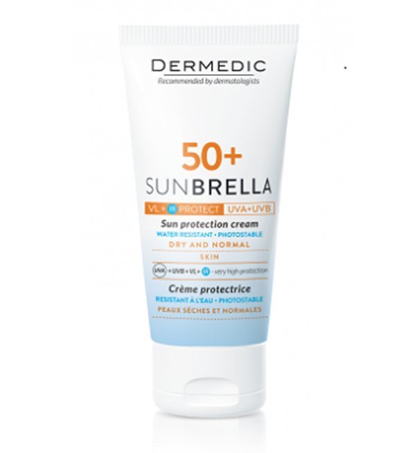 Dermedic-Sunbrella-Creme-Spf50-Peau-seches-et-Normales-50ml.jpg Dermedic Sunbrella Creme Spf50+ Peau seches et Normales 50ml – Image 1