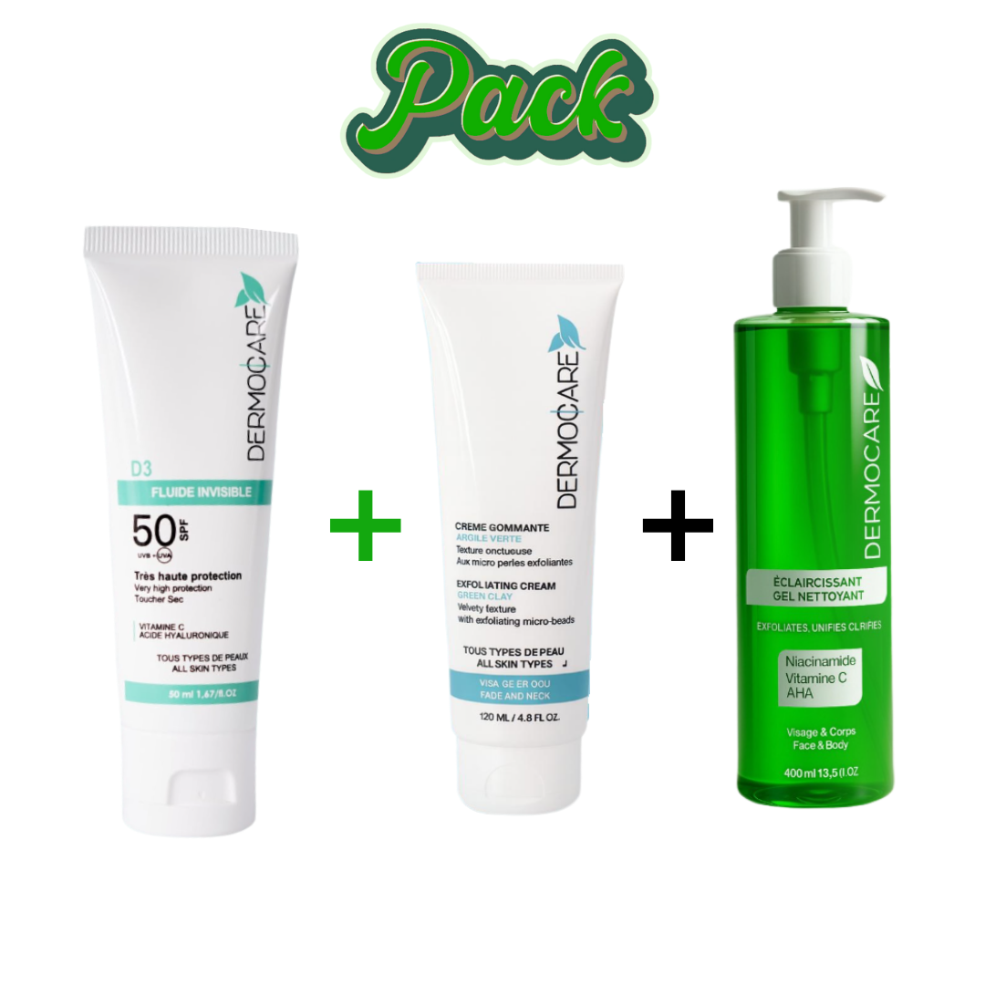 Dermocare-Ecran-FluideCreme-GommanteGel-Nett-200ml-pack.png Dermocare Ecran Fluide + Creme Gommante + Gel Nettoyante 200ml PACK – Image 1