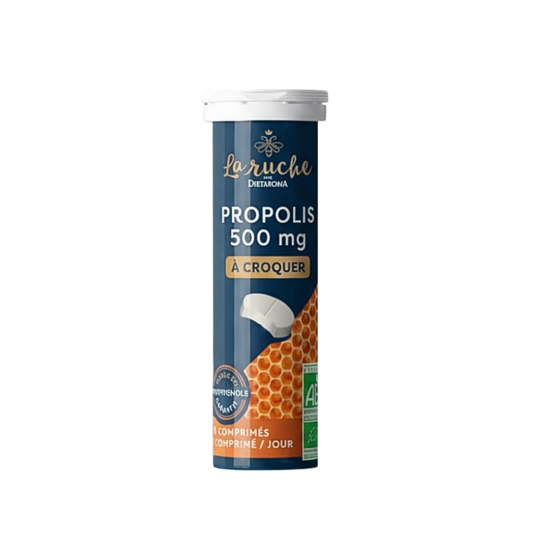 Dietaroma-La-ruche-Propolis-a-croquer-20cps.png Dietaroma La ruche Propolis a croquer 20 comprimes – Image 1