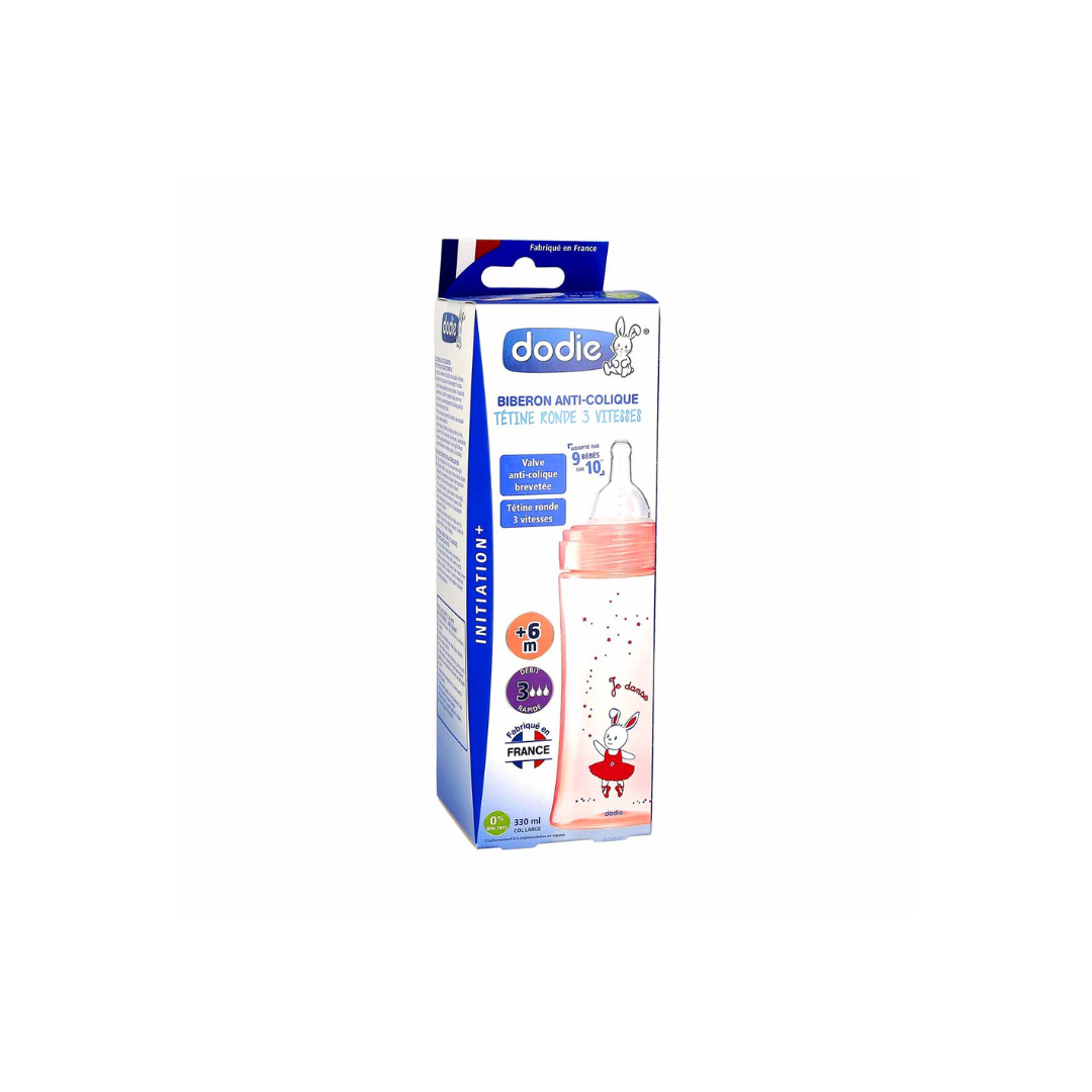 Dodie-Bib-initiation-330Ml-Rose-Danse-6-M-1.png Dodie Biberon Initiation+ 330Ml Rose Danse +6 M – Image 1
