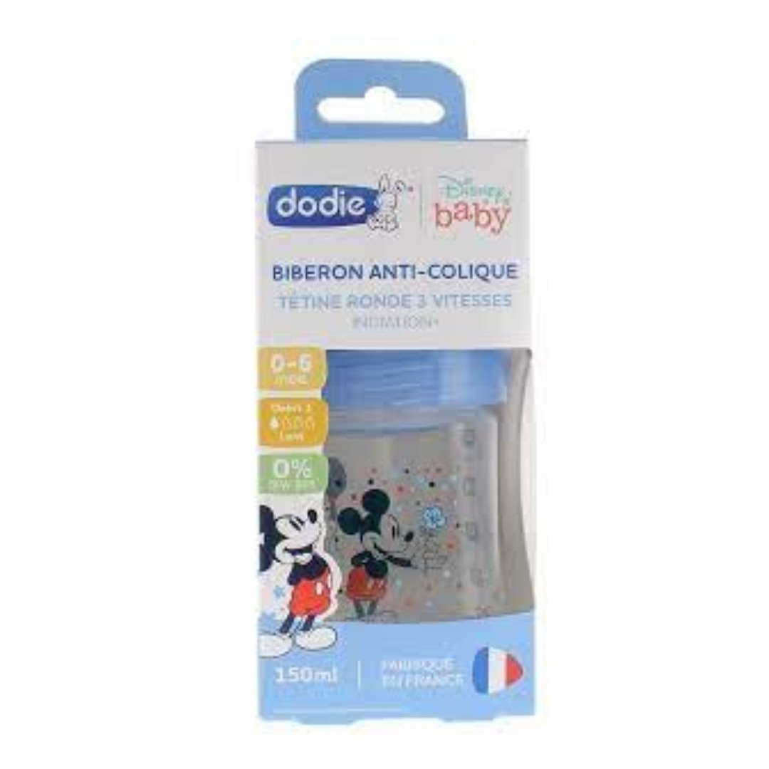 Dodie-bib-anti-colique-Mickey-bleu-0-6m-150ml.jpg Dodie Biberon Anti-Colique Mickey Bleu 0-6m 150ml – Image 1