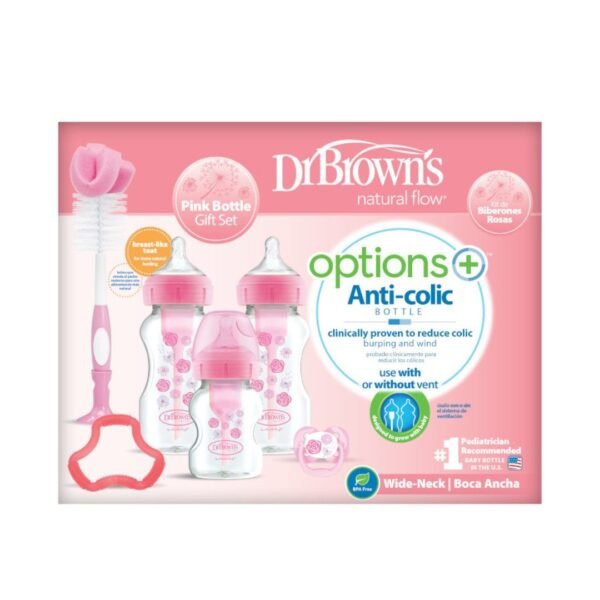 Dr Brown&rsquo;s Biberon + Sucette + Anneau + Goupillon  WB03602-ESX Rose