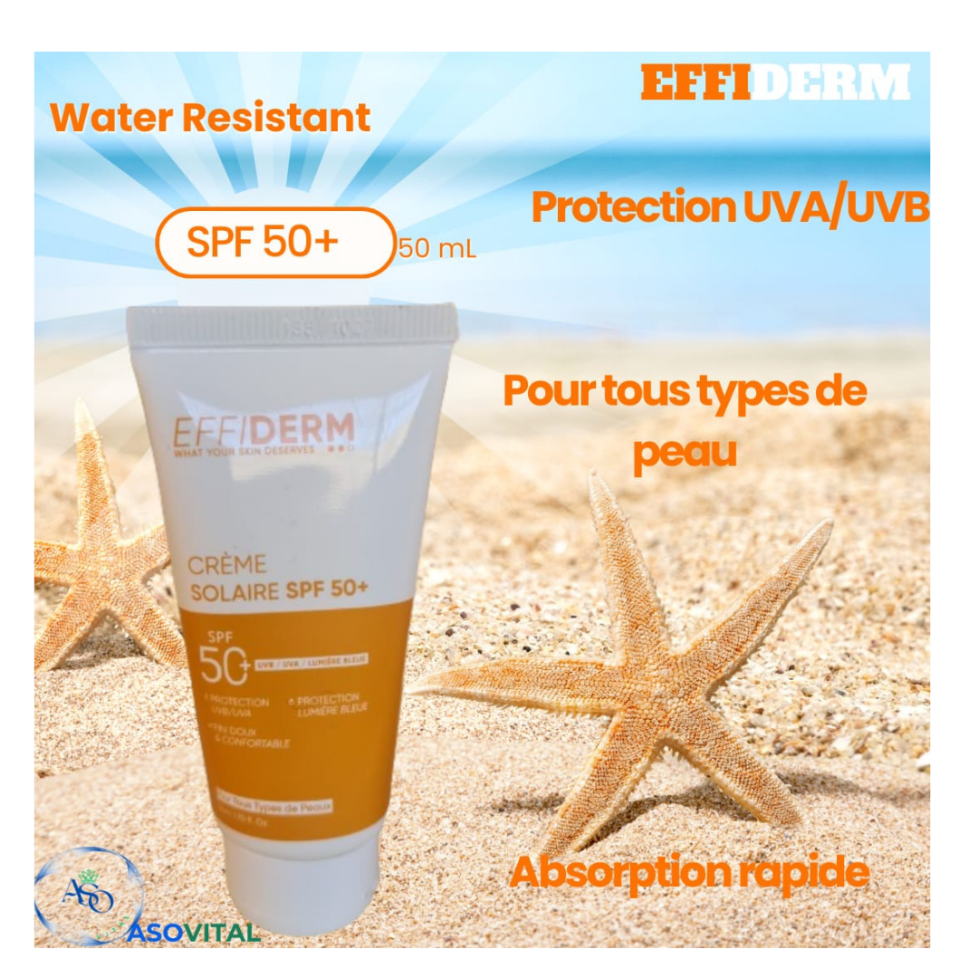 Effiderm-Creme-Solaire-spf50-50ml.png Effiderm Creme Solaire spf50+ 50ml – Image 1