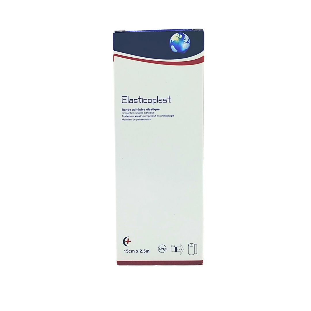 Elasticoplast-bande-adhesif-elastique-15cm2.5m-1.png Comfort Elasticoplast Bande Adhesif Elastique 15 cm x 2.5m – Image 1