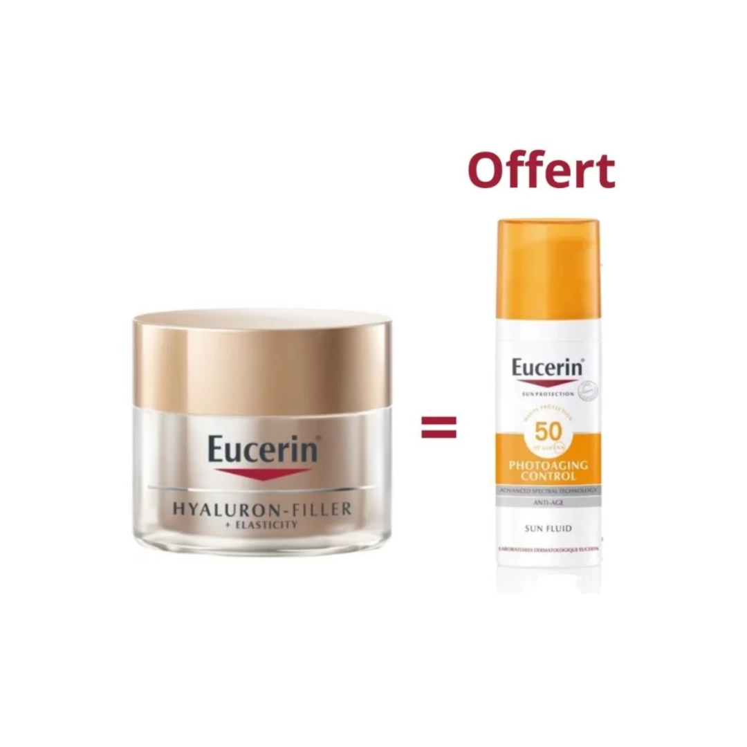 Eucerin-hyalur-filler-elasticity-nuit-Fluide-sun-Fluid-spf50-pack.png Eucerin Hyaluron filler Elasticity Nuit +Fluide Sun Fluid Spf50+ Pack – Image 1