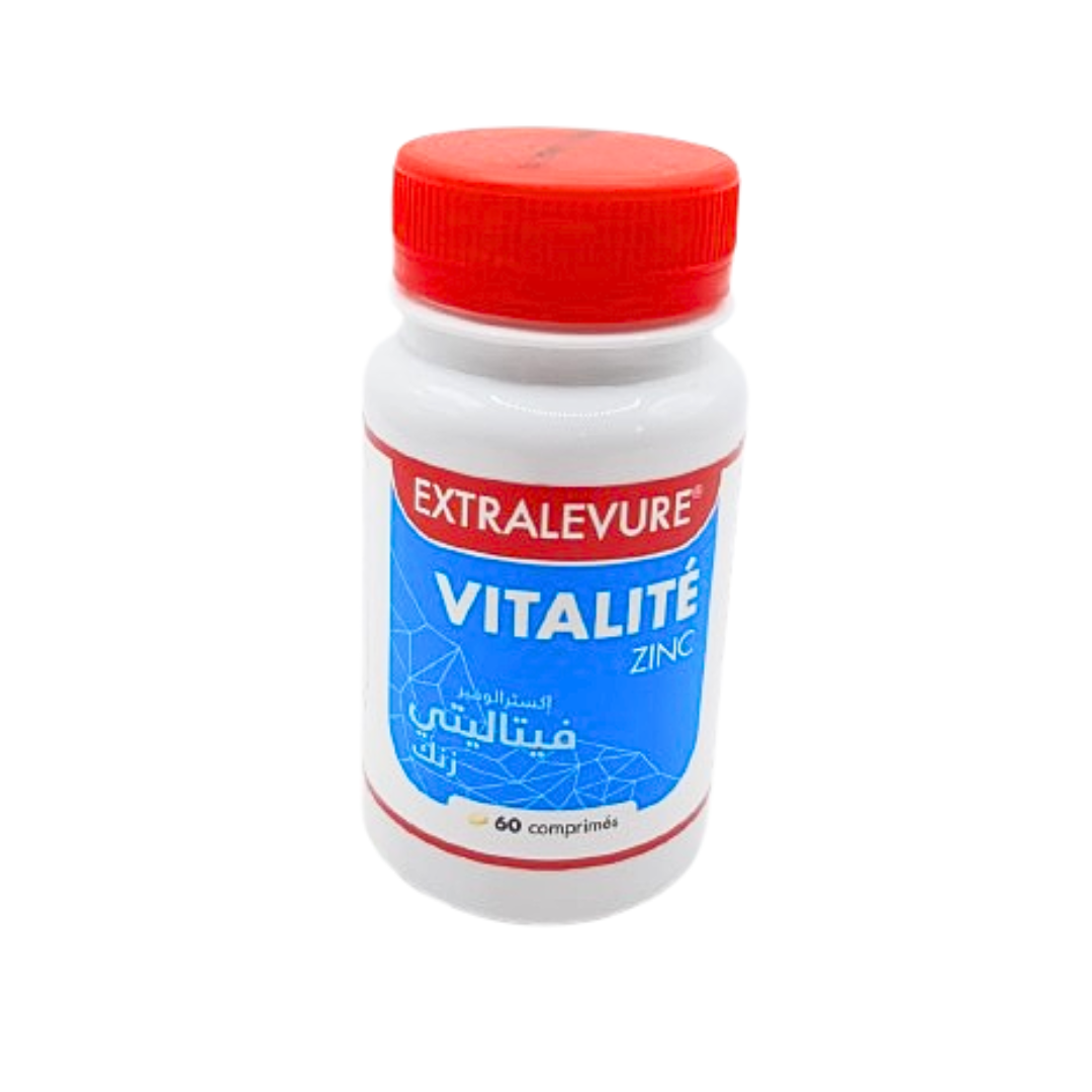 Extralevure-Vitalite-Zinc-60cmp.png Extralevure Vitalite Zinc 60 Comprime – Image 1