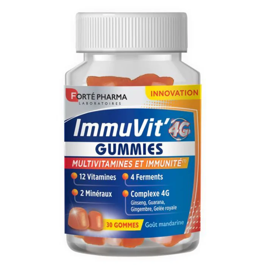 Forte-Pharma-Immuvit-4G-Gout-Mandarine-30gommes.png Forte Pharma Immuvit’ 4G Gout Mandarine 30gommes – Image 1