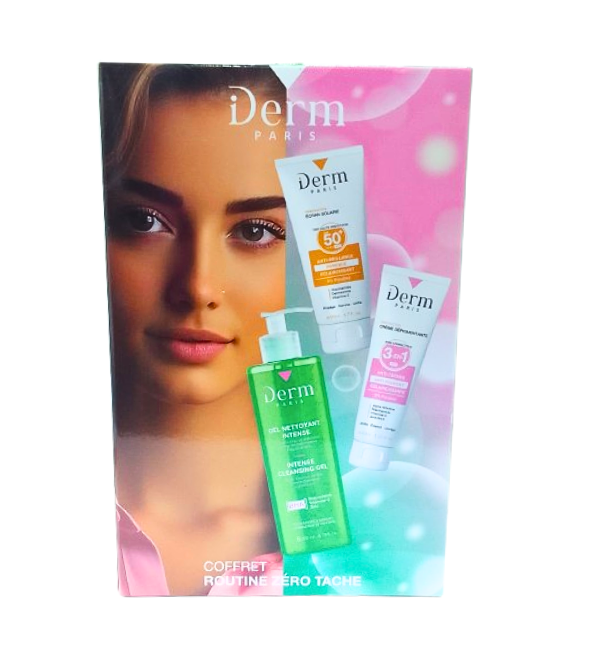 IDerm-Coffret-Routine-Zero-Tache-Gel-IntenseCr-depigmentanteEcran.png IDerm Coffret Routine Zero Tache Gel Intense+Creme depigmentante+Ecran – Image 1