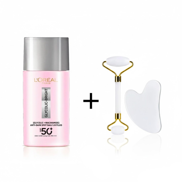 L&rsquo;Oreal Paris Glycolic Bright UV spf50+ 50ml+Coffret Guasha Pack