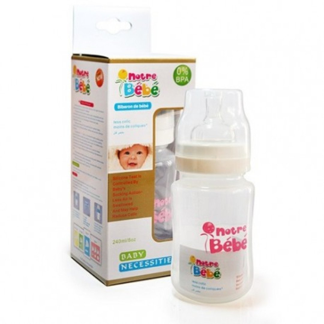 Notre-bebe-bib-simple-3m-Gm-240ml.jpg Notre Bebe Biberon Simple +3m 240ml – Image 1