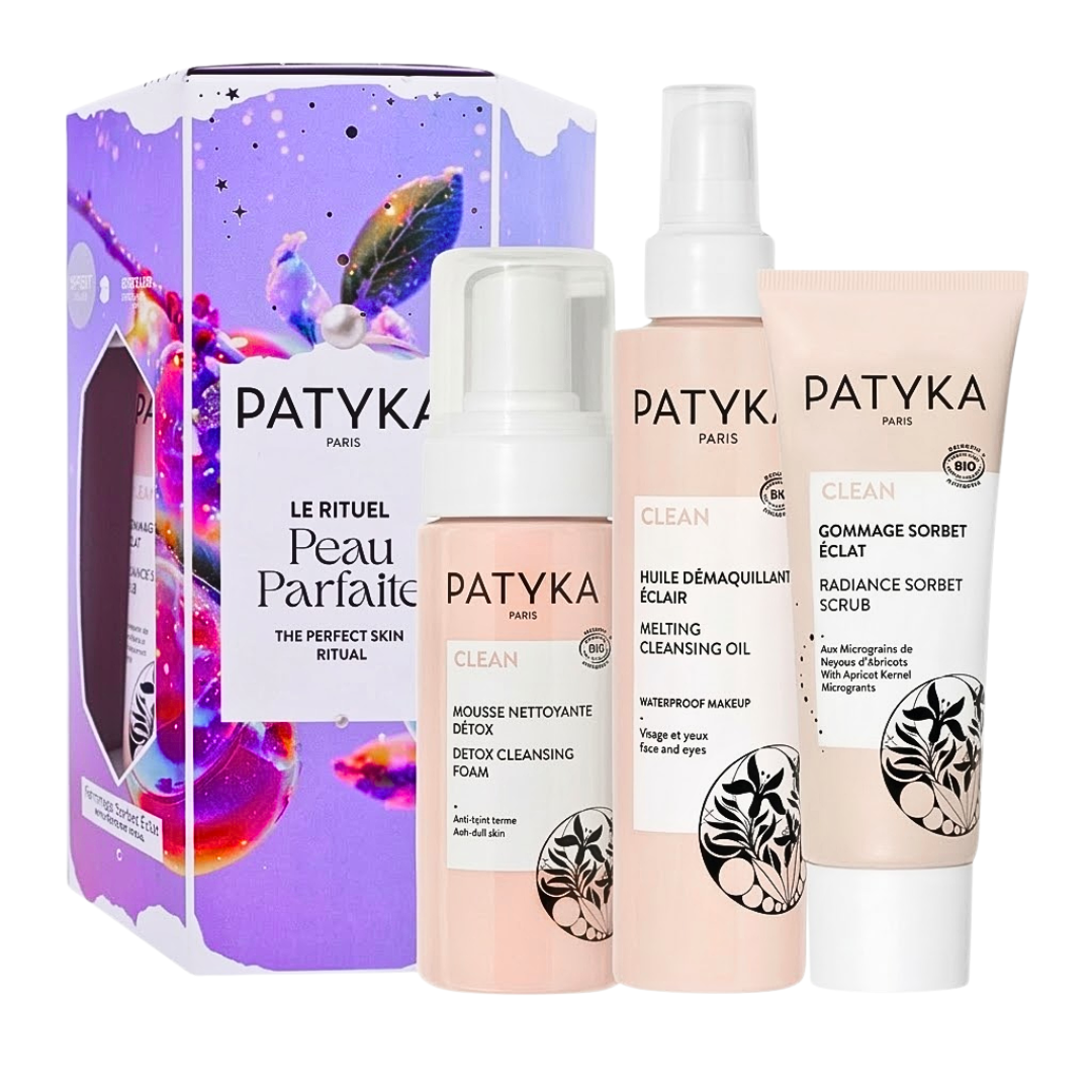 Patyka-Le-Rituel-Peau-Parfaite-Mousse-NettHuile-DemaqGommage.png Patyka Le Rituel Peau Parfaite Mousse Nettoyent+Huile Demaquillant+Gommage Pack – Image 1