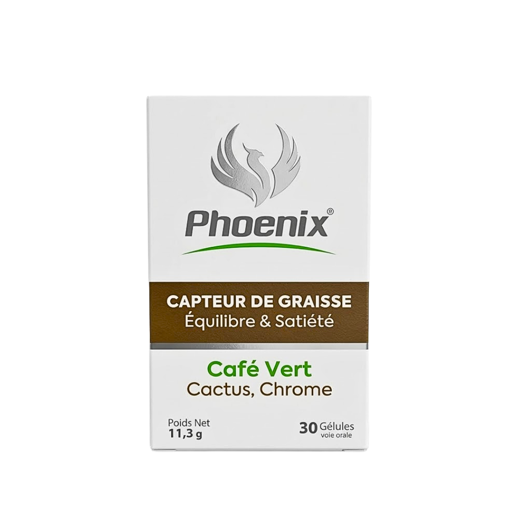 Phoenix-Capteur-De-Graisse-Cafe-Vert-30gelules.png Phoenix Capteur De Graisse Cafe Vert 30 Gelules – Image 1