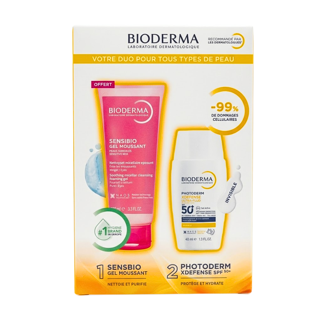 Photoderm-Xdefense-Ultra-Fluide-InvisibleSensibio-gel-Mousant-100ml-pack.png Bioderma Photoderm Xdefense Ultra Fluide Invisible+Sensibio Gel Mousant 100ml Pack – Image 1