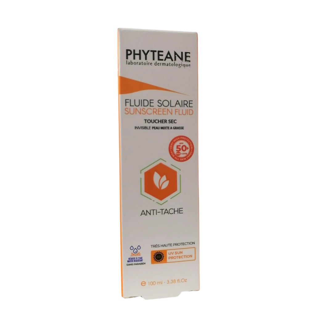 Phyteane-Fluide-Solaire-Toucher-sec-invisible-pmg-spf50-50ml-1.png Phyteane Fluide Solaire Toucher Sec invisible Peaux mixtes a grasses spf50+ 50ml – Image 1