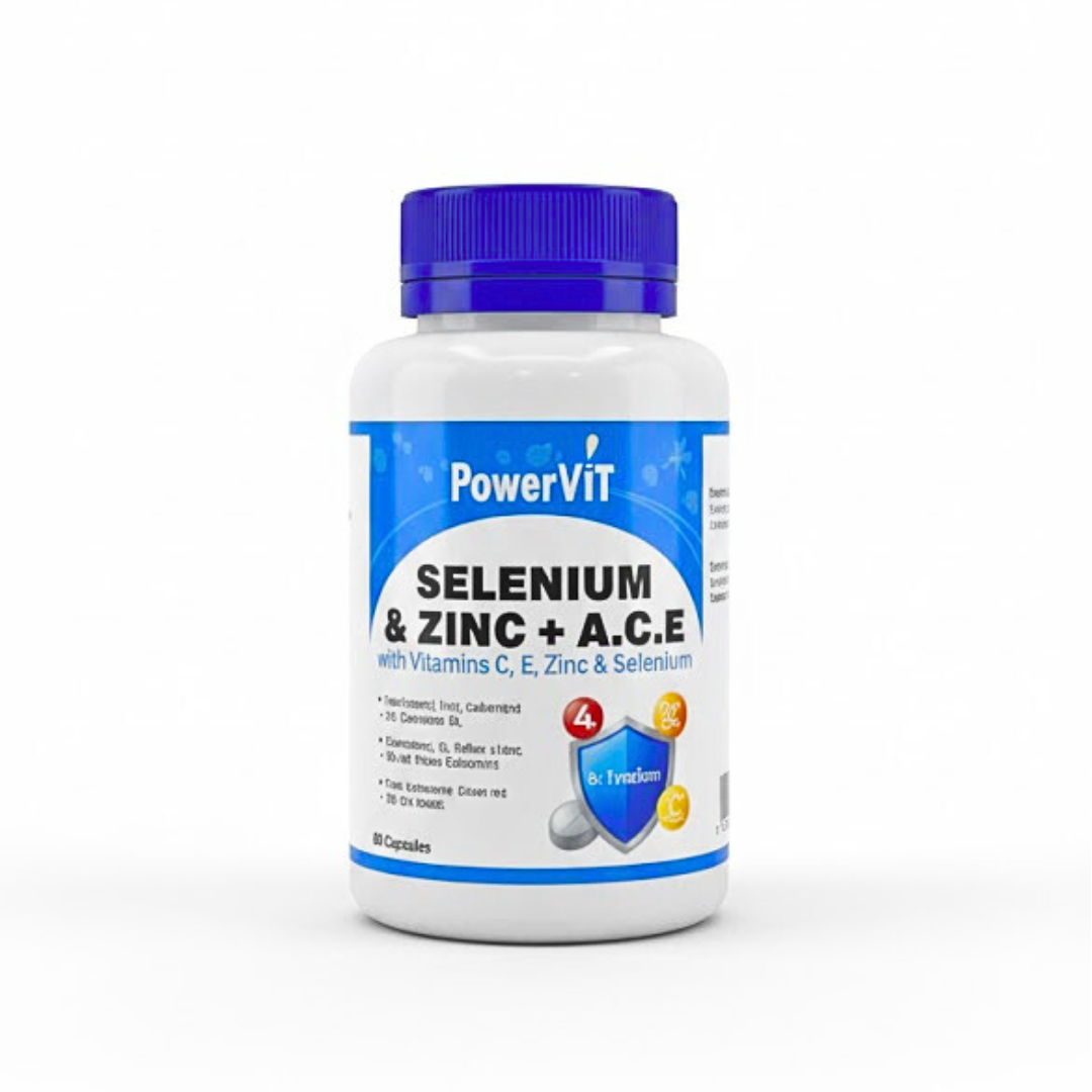 Powervit-Selenium-Zinc-A.C.E-60gelules.png Powervit Selenium & Zinc +A.C.E 60 Gelules – Image 1