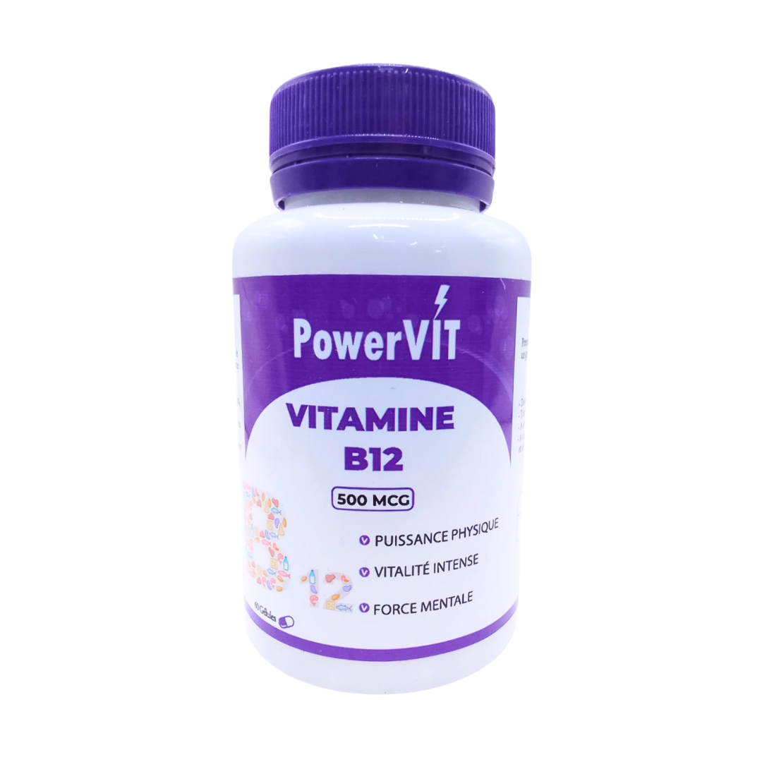 Powervit-Vitamine-B12-500MCG-60gelules.png PowerVIT Vitamine B12 500MCG 60 Gelules – Image 1