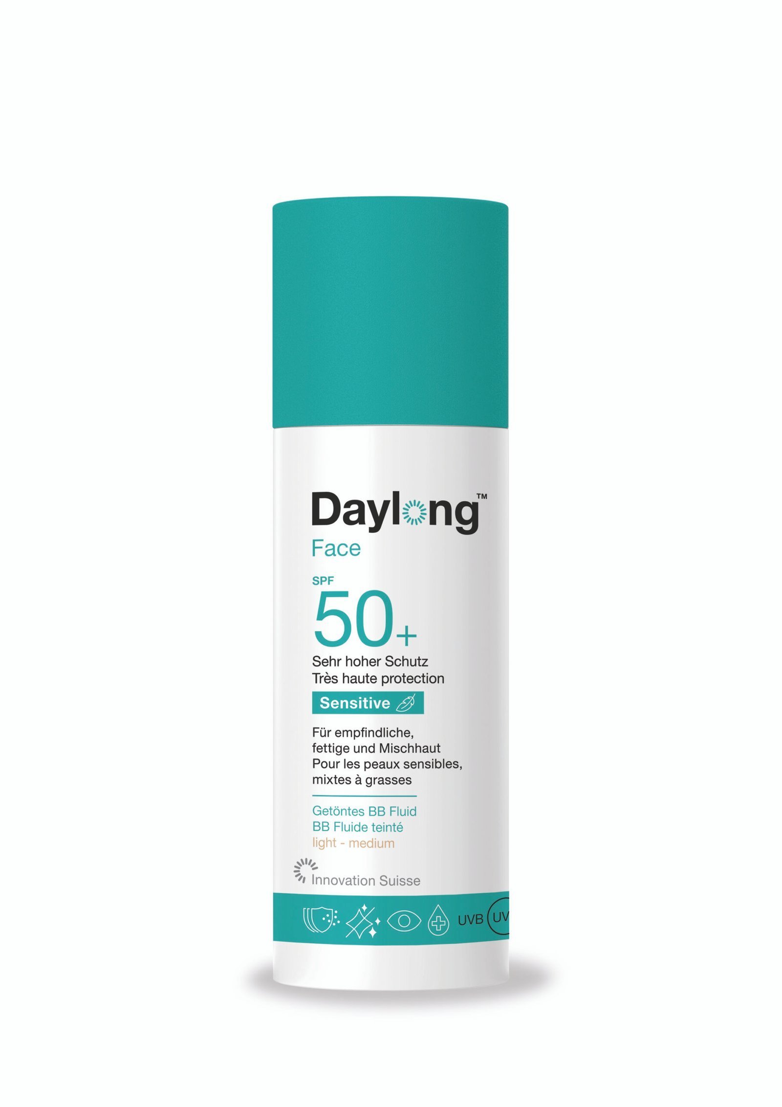 Prim1_Daylong_sensitive_face-BBFluid_50_50ml-1.jpg DAYLONG FACE SENSITIVE BB FLUIDE TEINTE SPF 50+ 50 ML – Image 1