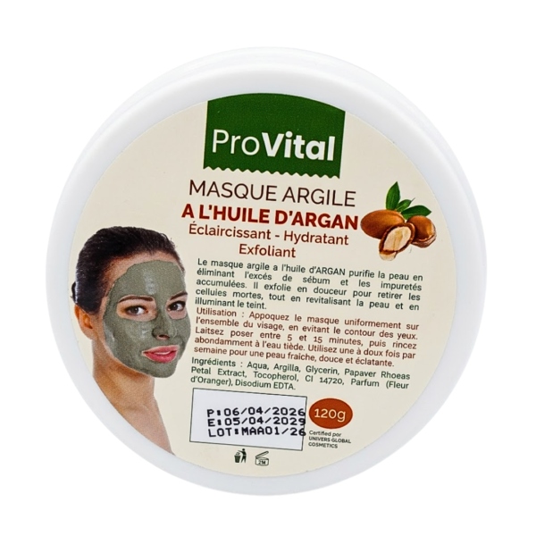 Pro Vital Masque Argile A L&rsquo;Huile D&rsquo;argan 120G
