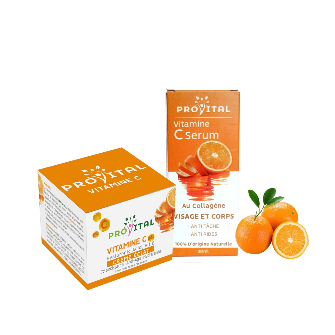 Pro-vital-Duo-pack-serum-au-collagene-30mlcreme-eclat-Vit-C-1.png Pro Vital Serum au Collagene 30ml+ Creme Eclat Vitamine C Pack – Image 1