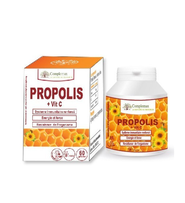 Propolis-Vitamine-C.jpg Complemax Propolis + Vitamine C 250mg 60 gelules – Image 1