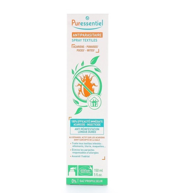 Puress-Assanissant-Spray-Textiles-Antiparasitaire-150ml-1.jpg Puressentiel Assanissant Spray Textiles Antiparasitaire 150ml – Image 1