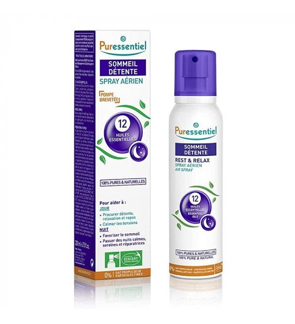 Puress-Sommeil-detente-spray-Aerian-12HE-200ml-1.jpg Puressentiel Sommeil detente Spray 12 Huiles Essentielles 200ml – Image 1