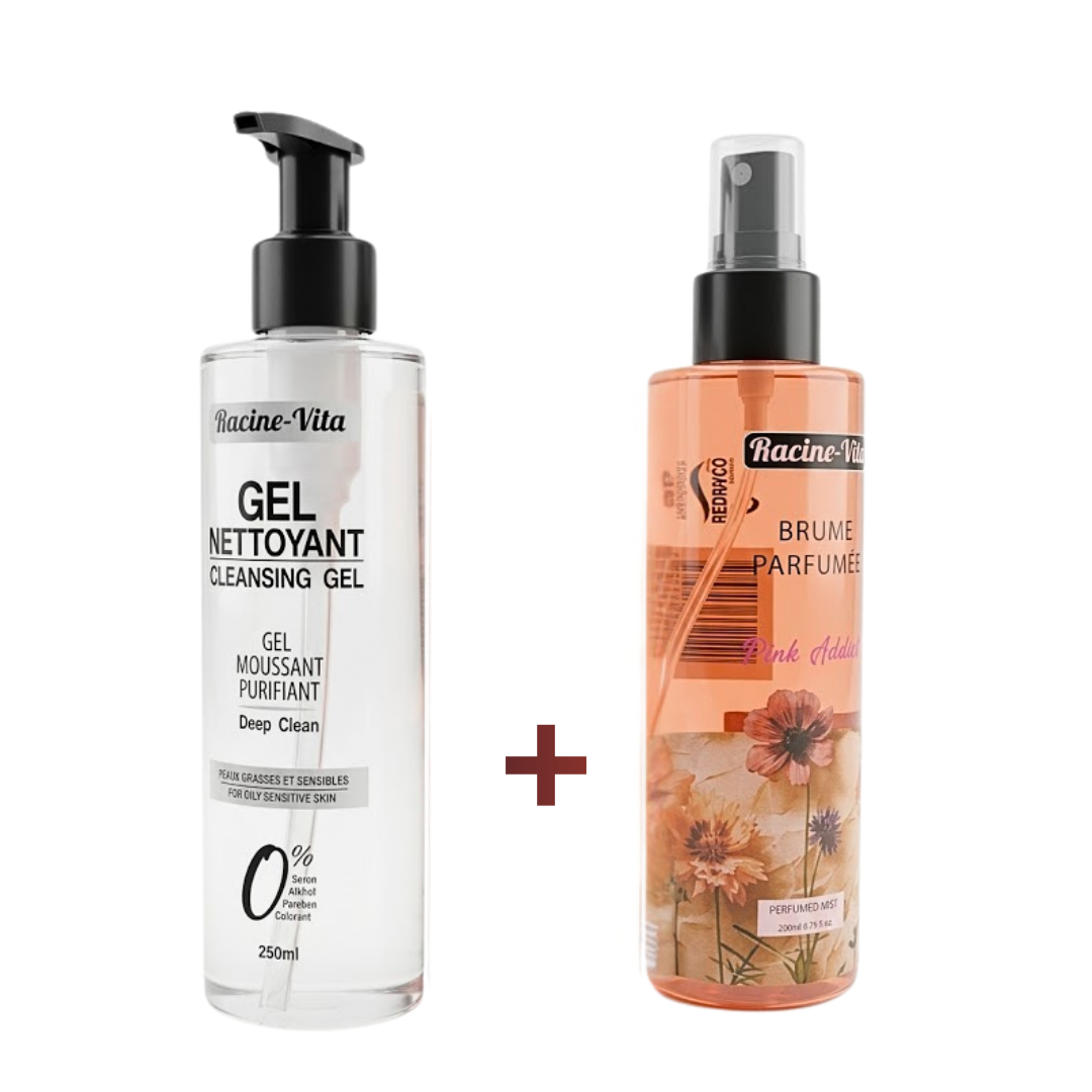 Racine-Vita-Gel-Nettoyant-Peaux-Grasses-250mlBrume-Parfumee-200ml.png Racine Vita Gel Nettoyant Peaux Grasses 250ml+Brume Parfumee 200ml – Image 1