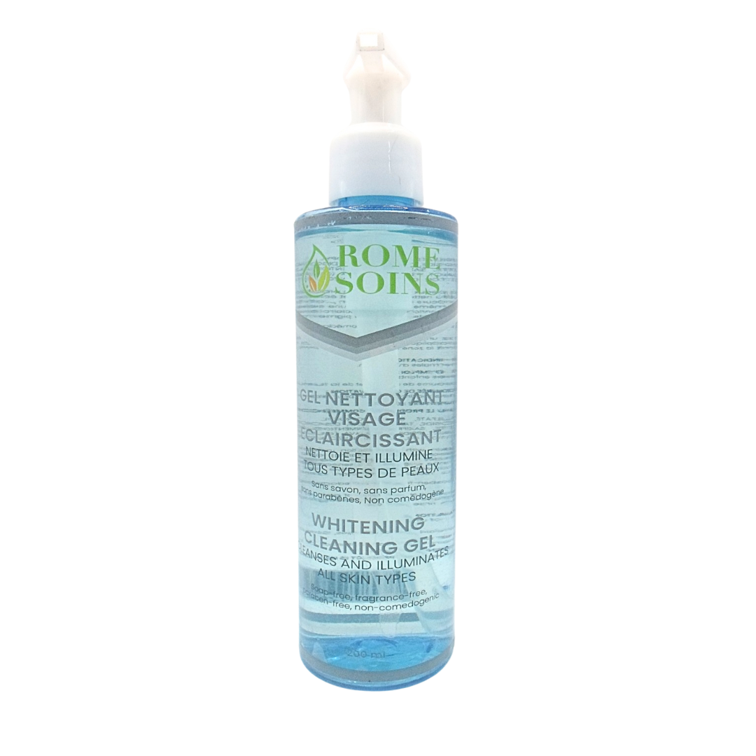 Rome-soins-Gel-Nett-Eclaircissant-200ml-1.png Rome Soins Gel Nettoyant Eclaircissant 200ml – Image 1