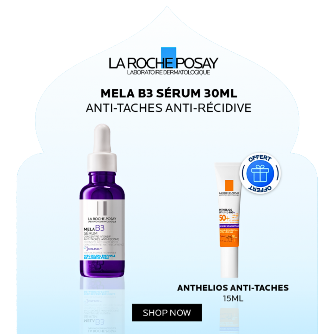 Rp-Mela-B3-Serum-30mlAnthelios-Fluide-Anti-Taches-ECH-pack.png La Roche Posay Mela B3 Serum 30ml+Anthelios Fluide Anti-Taches Format Voage Pack – Image 1